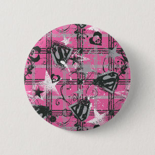Supergirl Stars and Skulls Pattern 6 Cm Round Badge