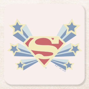 Supergirl Stars S-Shield Square Paper Coaster