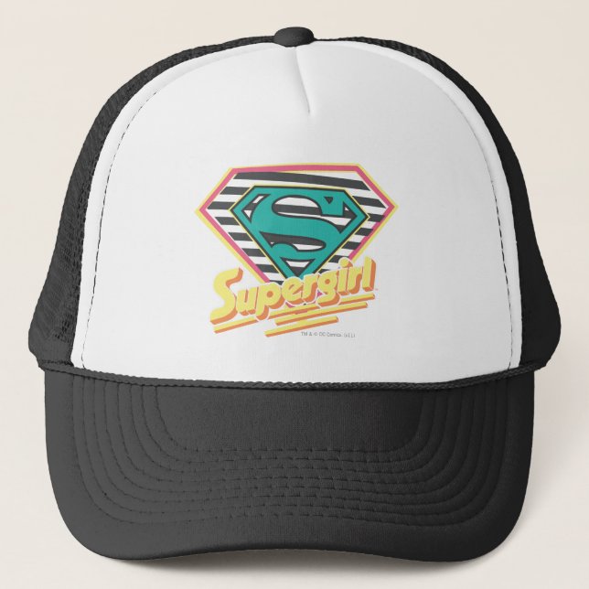 Supergirl Striped Logo Trucker Hat (Front)