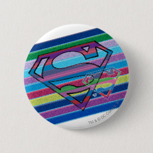 Supergirl Striped Rainbow Logo 6 Cm Round Badge