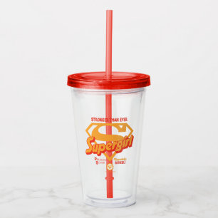 Supergirl Stronger Than Ever Retro Graphic Acrylic Tumbler