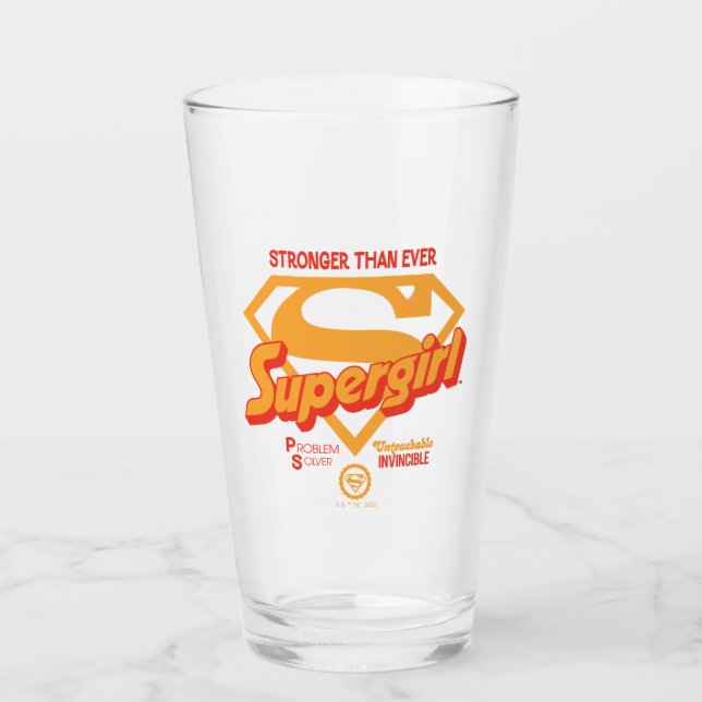 Supergirl Stronger Than Ever Retro Graphic Glass (Front)