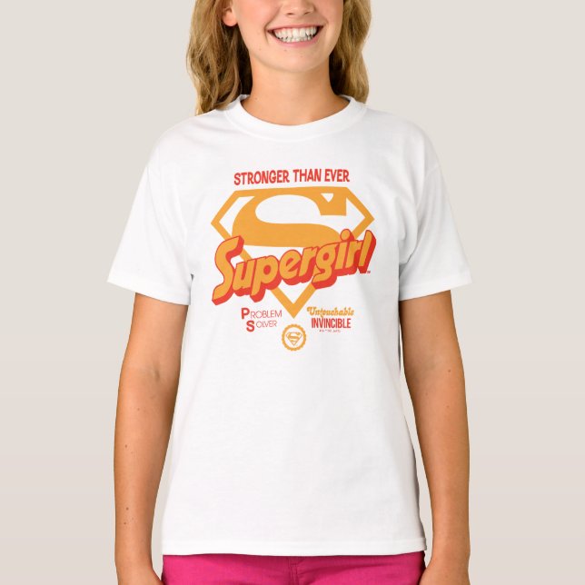 Supergirl Stronger Than Ever Retro Graphic T-Shirt (Front)