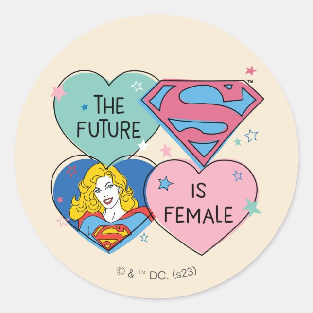 Supergirl "The Future Is Female" Classic Round Sticker (Front)