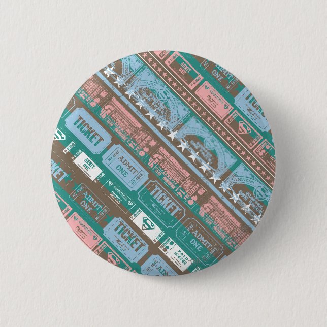 Supergirl Ticket Pattern Blue 6 Cm Round Badge (Front)