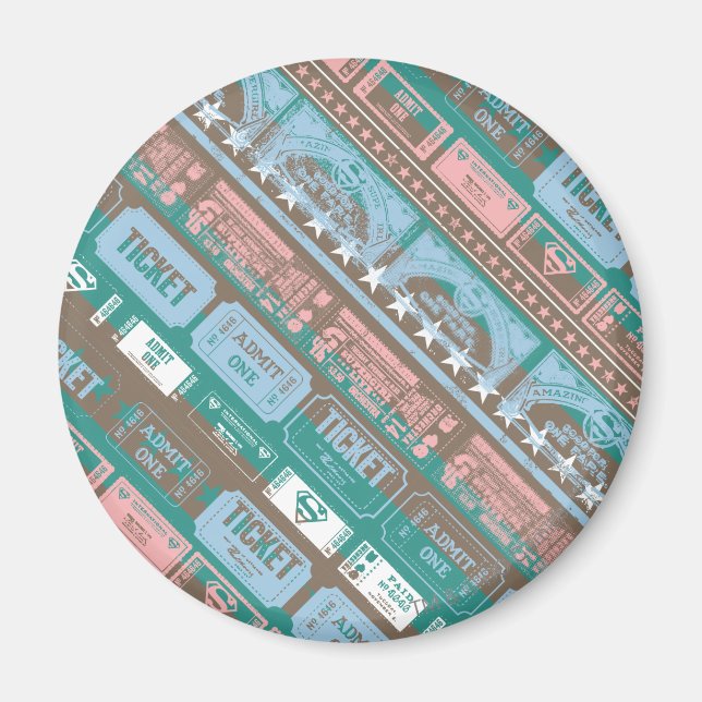 Supergirl Ticket Pattern Blue Magnet (Front)