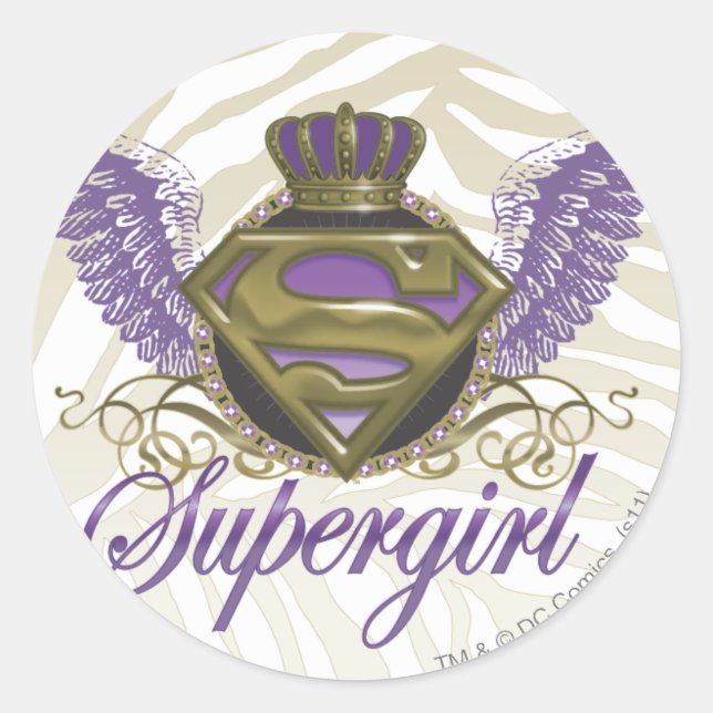 Supergirl Zebra Print Classic Round Sticker (Front)