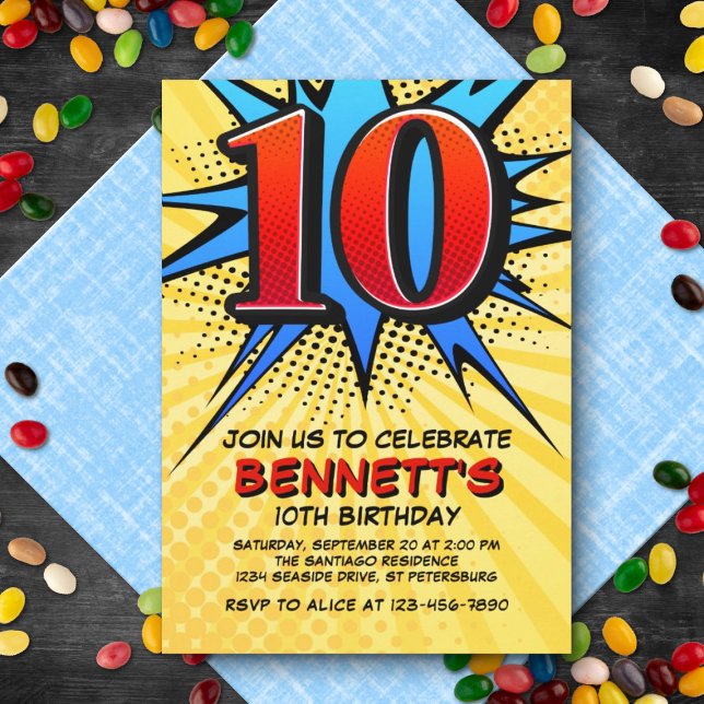 Superhero 10th Birthday Invitation (Creator Uploaded)