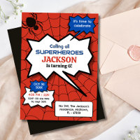 Superhero 6th birthday kids spider red black  