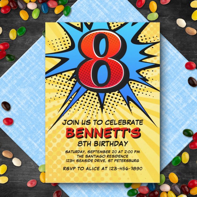 Superhero 8th Birthday Invitation (Creator Uploaded)