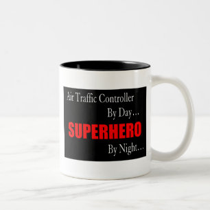 Superhero Air Traffic Controller Two-Tone Coffee Mug