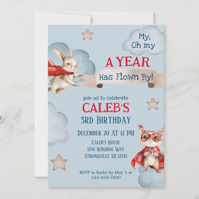 Superhero Animal Boys Birthday  Invitation (Front)