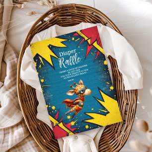 Superhero Animals Boy Baby Shower Diapper Raffle Enclosure Card