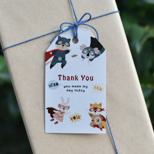 Superhero Animals Cute Kids Birthday Gift Tags