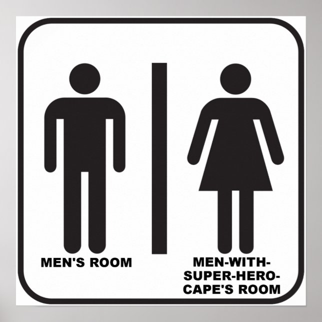 Superhero Bathroom Funny Poster (Front)