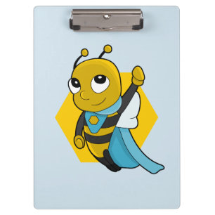 Superhero bee cartoon clipboard