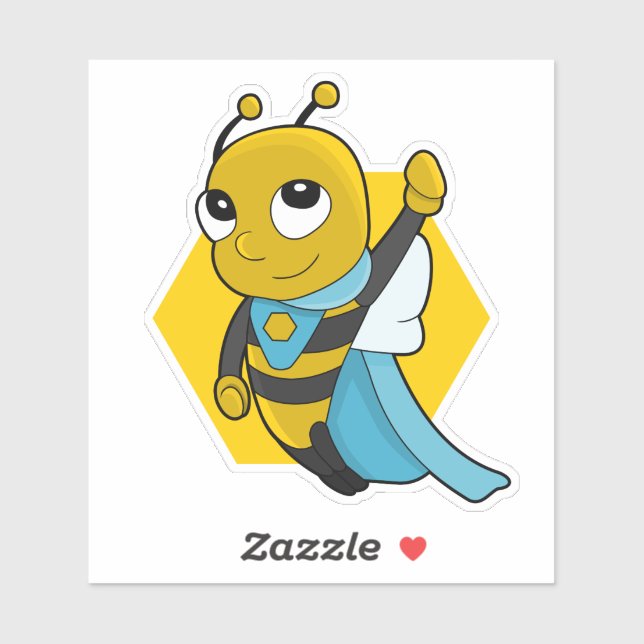 Superhero bee cartoon Custom-Cut Vinyl Sticker (Sheet)