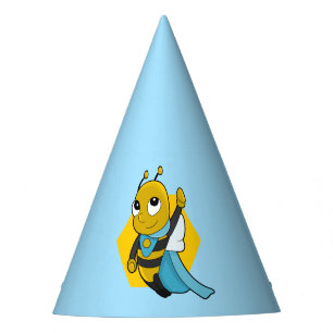 Superhero bee cartoon party hat