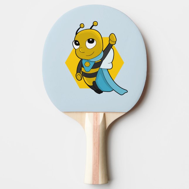 Superhero bee cartoon ping pong paddle (Front)