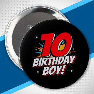 Superhero Birthday - 10 Year Old - 10th Birthday Cm Round Badge