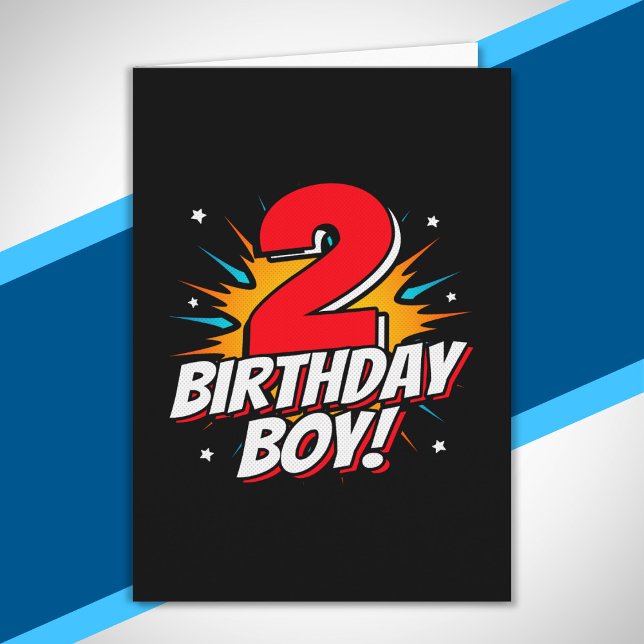Superhero Birthday Boy - 2 Year Old - 2nd Birthday Card (Creator Uploaded)