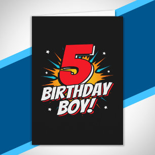 Superhero Birthday Boy - 5 Year Old - 5th Birthday Card