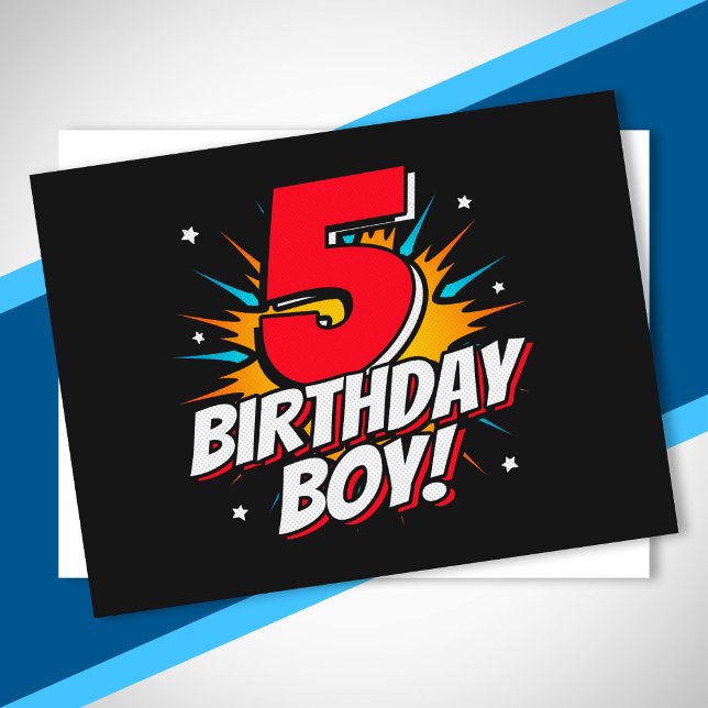 Superhero Birthday Boy - 5 Year Old - 5th Birthday Postcard (Creator Uploaded)