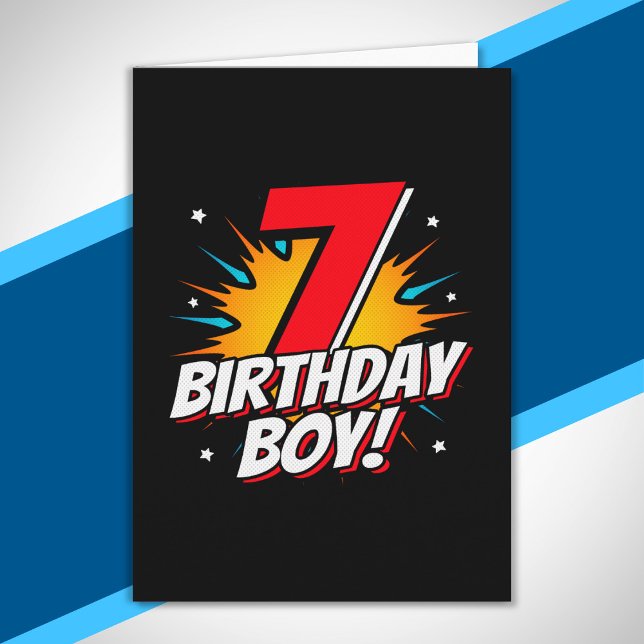 Superhero Birthday Boy - 7 Year Old - 7th Birthday Card (Creator Uploaded)