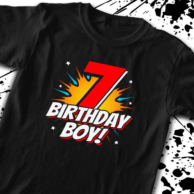 Superhero Birthday Boy - 7 Year Old - 7th Birthday T-Shirt (Creator Uploaded)