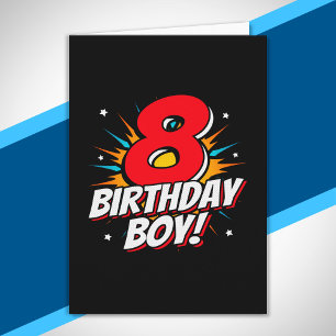 Superhero Birthday Boy - 8 Year Old - 8th Birthday Card