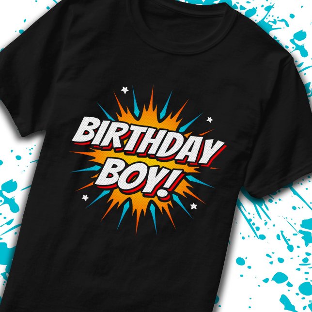 Superhero Birthday Boy Comics Fun Kids Comic Party T-Shirt (Creator Uploaded)