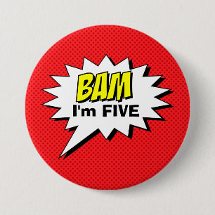 Superhero Birthday Button - Red Dot - Editable Age