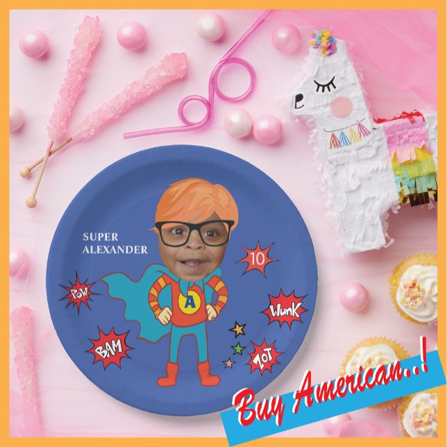 Superhero Birthday Comic ⚡  Fantastic Special Kid  Paper Plate (Creator Uploaded)