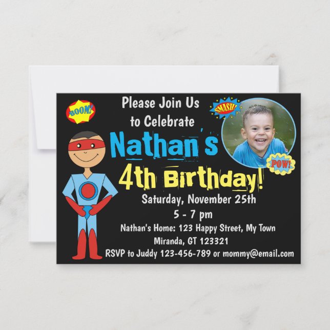 Superhero Birthday Invitation (Front)