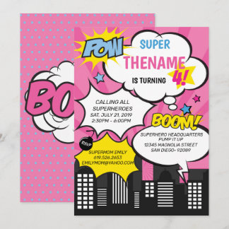 Superhero Birthday Invitation