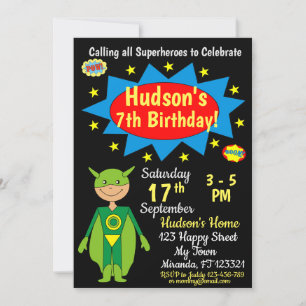 Superhero Birthday Invitation