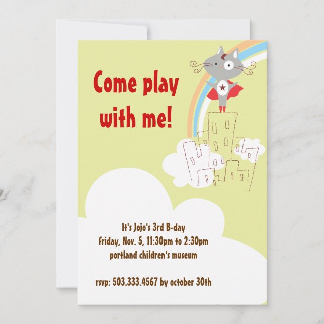 Superhero Birthday Invitation (Front)