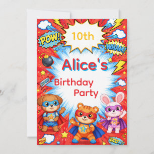Superhero Birthday Invitation card