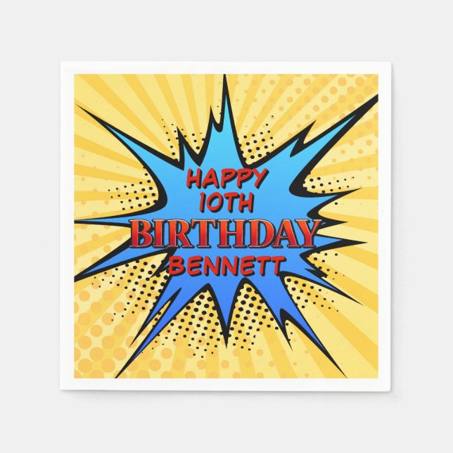 Superhero Birthday Napkin (Front)