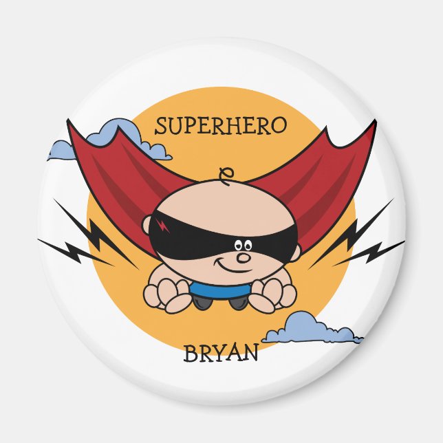 Superhero Birthday Party Favour Magnet (Front)