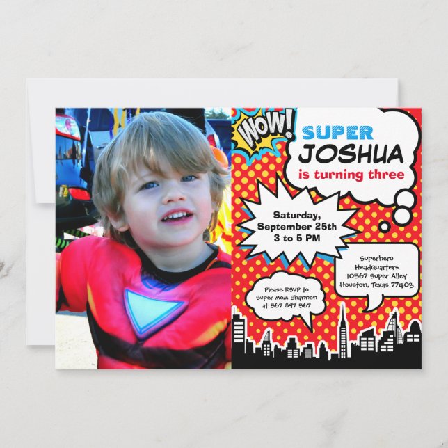 Superhero Birthday Party Invitation (Front)