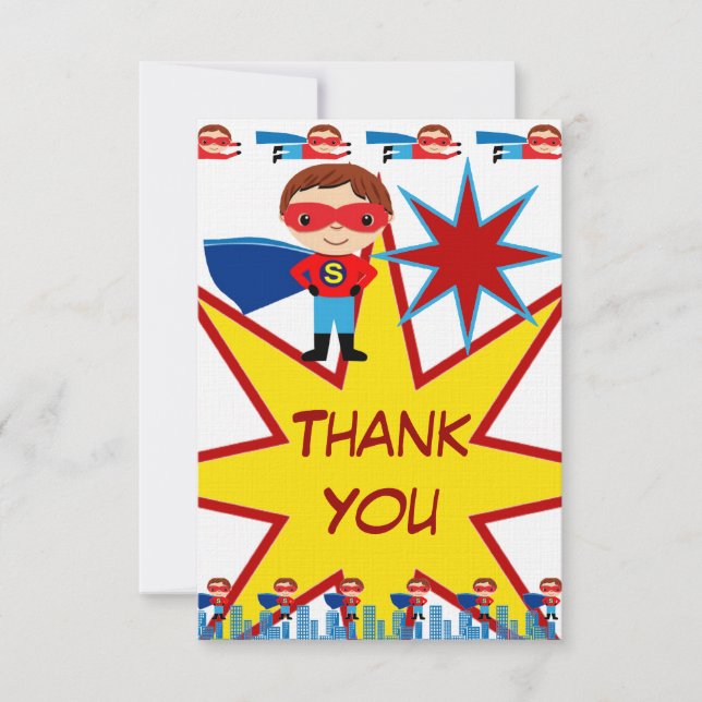 Superhero Birthday Personalised Thank You Cards (Front)