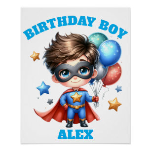 Superhero Birthday Poster   Kids Party Wall Decor