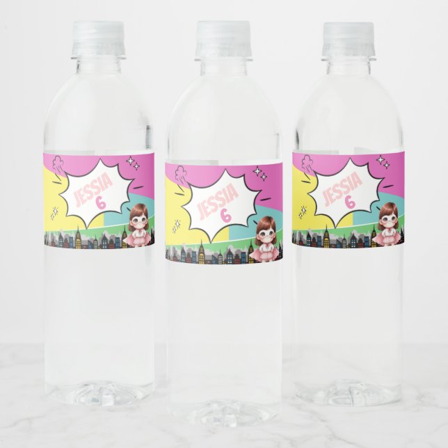 Superhero Birthday Water Bottle Label (Bottles)