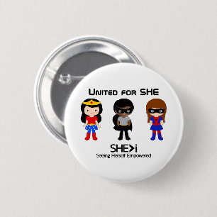 SUPERHERO Black Outline - United for SHE 6 Cm Round Badge