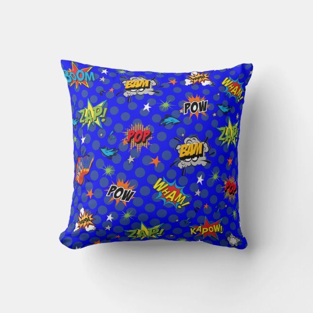 Superhero Blue Spot Cushion (Front)