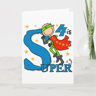 Superhero Boy 4th Birthday Tshirts and Gifts Card