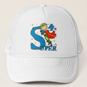 Superhero Boy 4th Birthday Tshirts and Gifts Trucker Hat