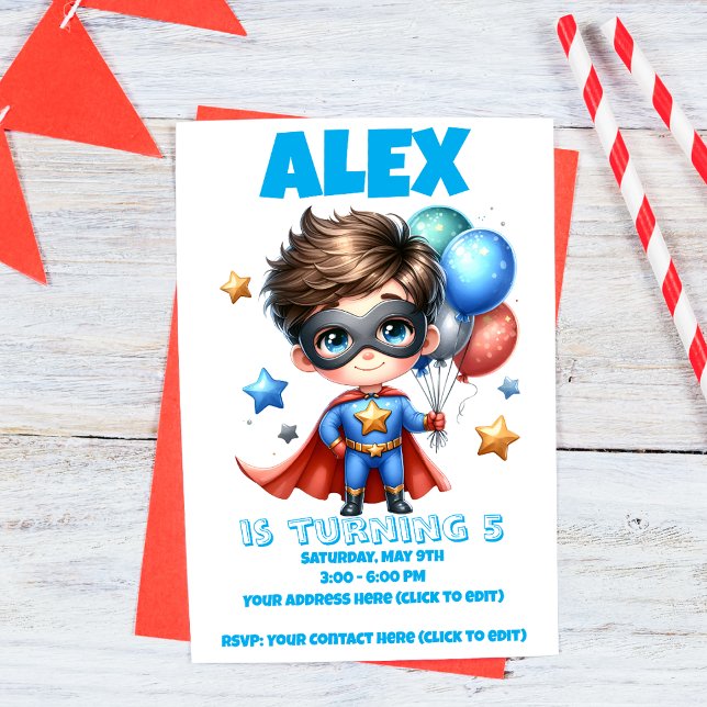 Superhero Boy Birthday Invitation | Editable  (Creator Uploaded)