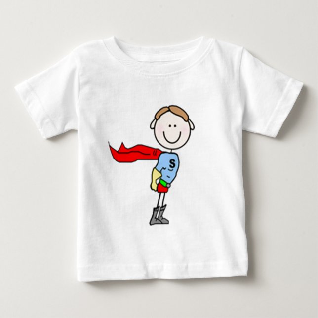 Superhero Boy Stick Figure Baby T-Shirt (Front)